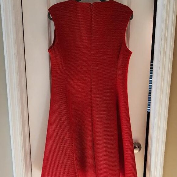 DKNY Scarlet Red Mesh Fit and Flare Dress - Picture 2 of 4